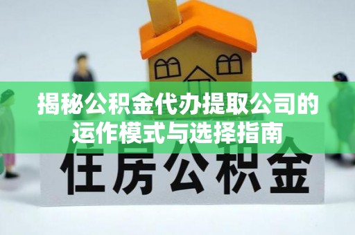 潮南揭秘公积金代办提取公司的运作模式与选择指南